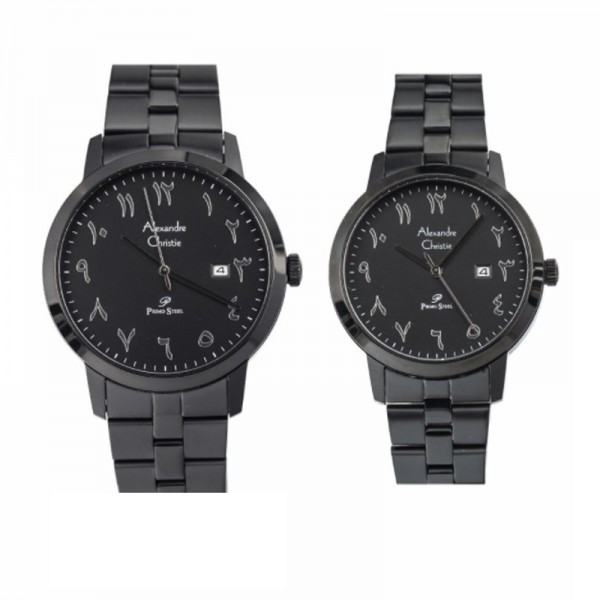 Alexandre Christie AC 1024 Full Black Steel Couple